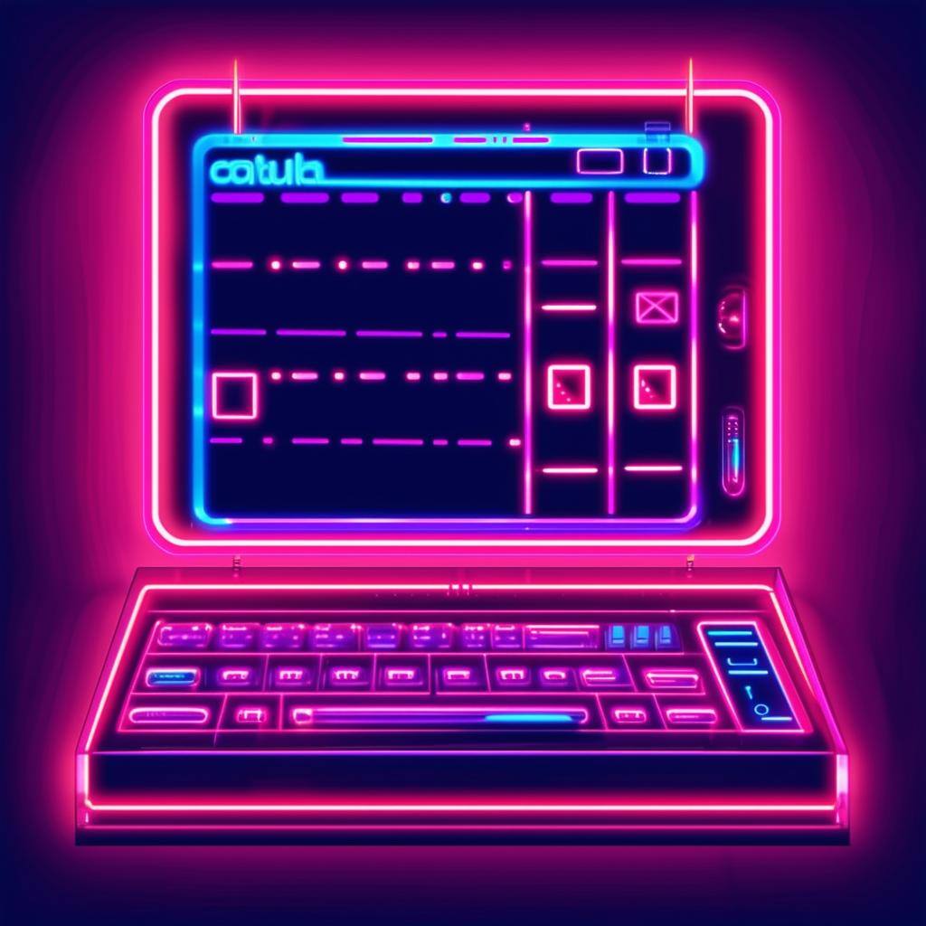 a neon future computer calendar icon